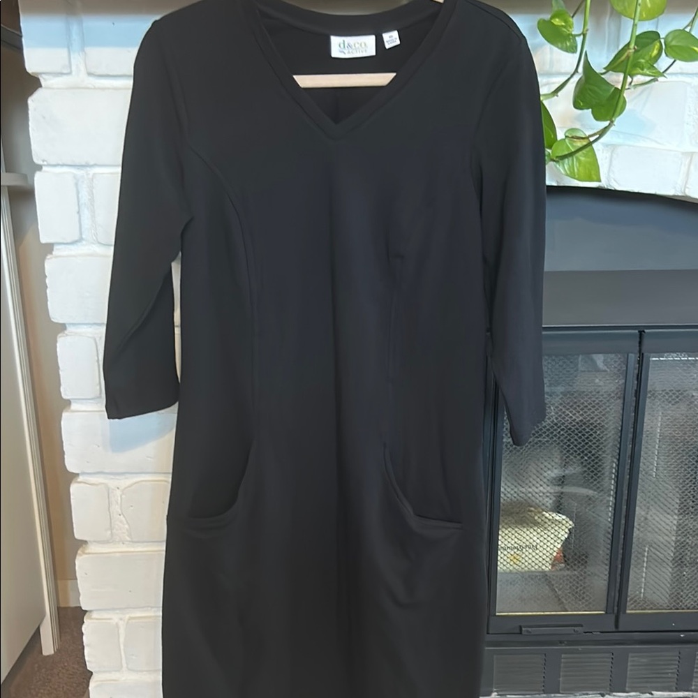 Black V-Neck Dress by Denim&Co